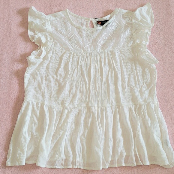 Indigo Poppy Tops - Indigo Poppy Flutter🦋 Sleeve Peasant Blouse